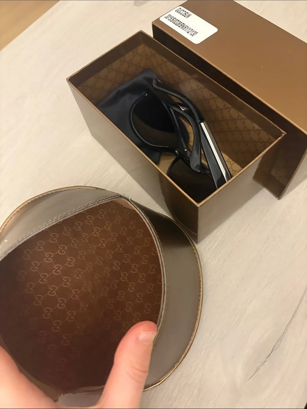 Gucci Black Sunglasses‎ with Gold Case and Box